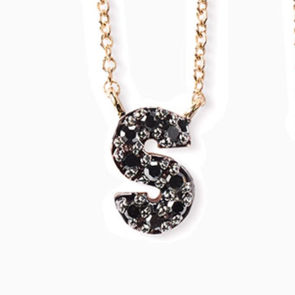 Stella and Dot Covet 14k Black Diamond "S" necklace